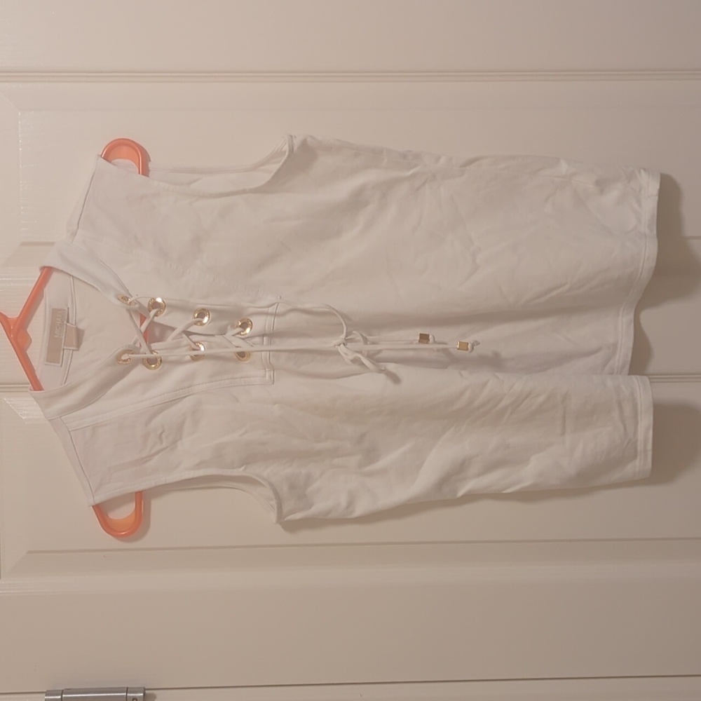 Michael Kors 100% cotton white nautical shirt with gold trimming. No stains.